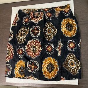 Vintage Jones New York Skirt Mustard & Burgundy Medallions